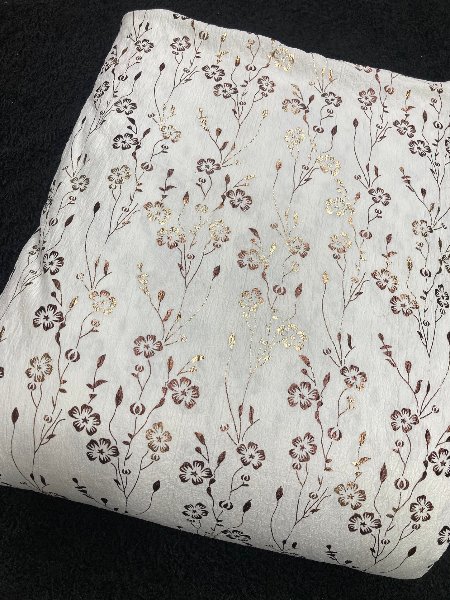 crumbled lycra foil printed fabric