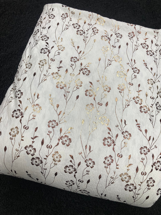 crumbled lycra foil printed fabric
