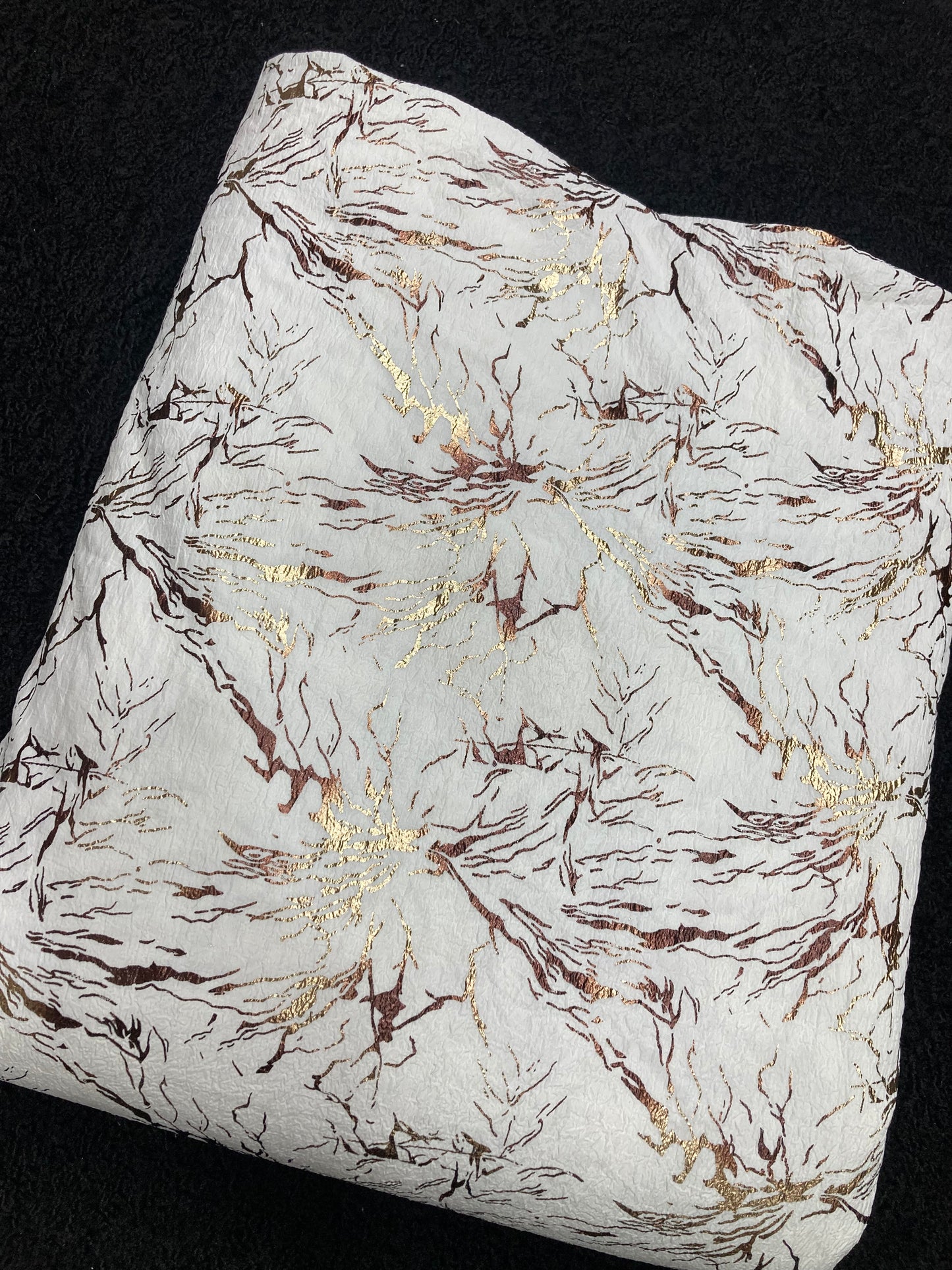 crumbled lycra foil printed fabric