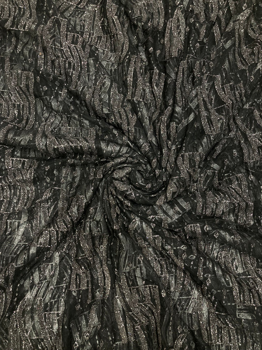 Beads work net printed fabric