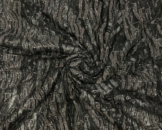 Beads work net printed fabric