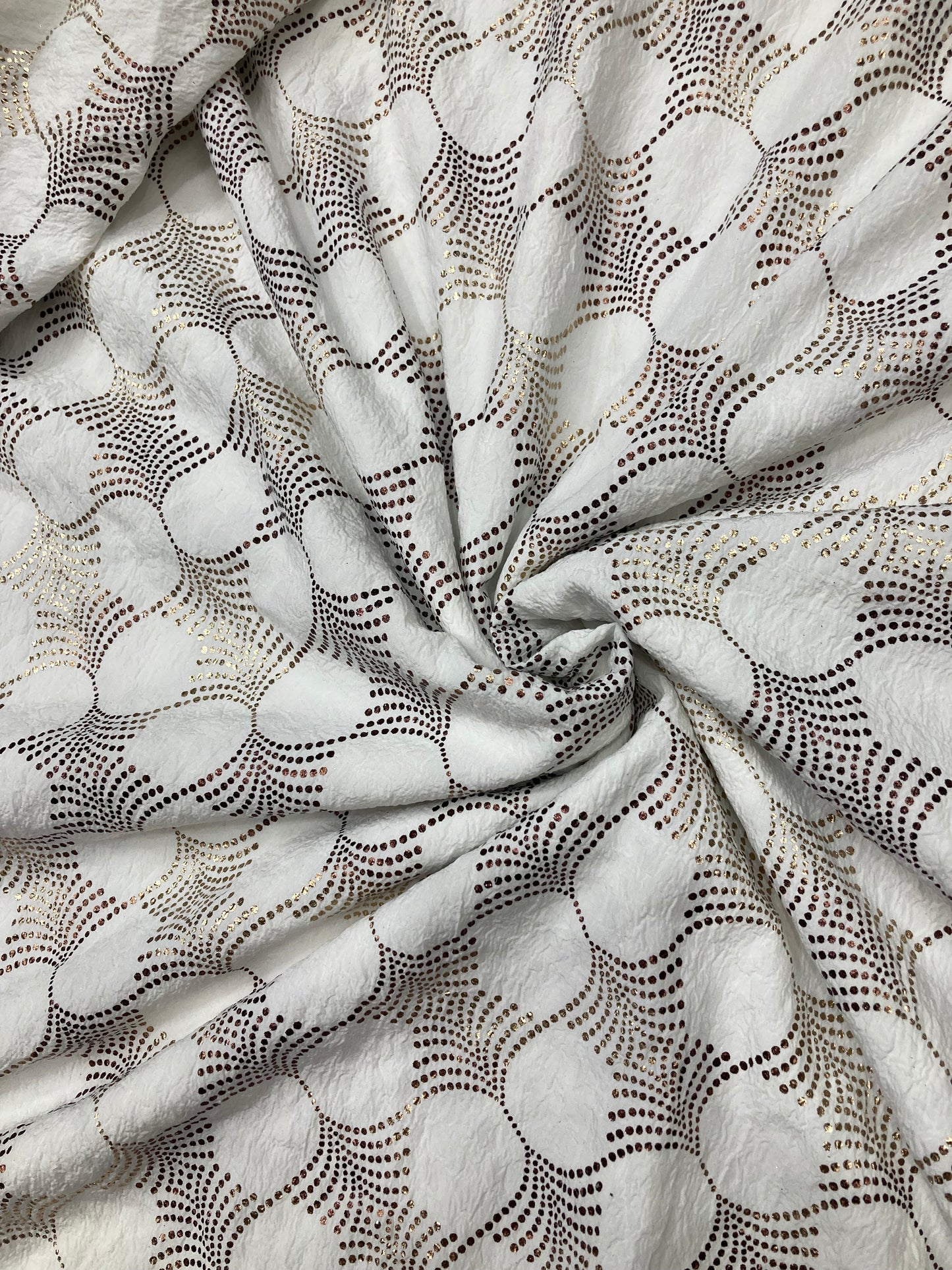 crumbled lycra foil printed fabric