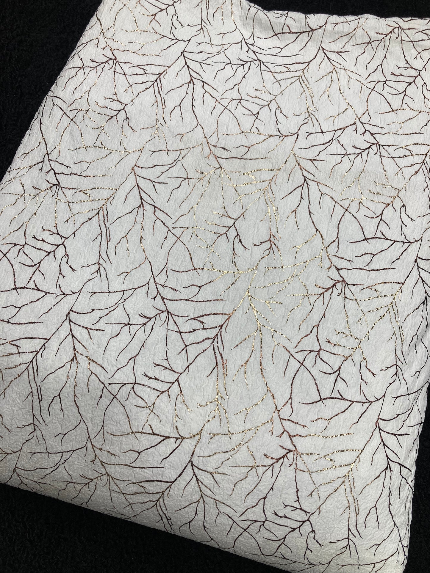 crumbled lycra foil printed fabric