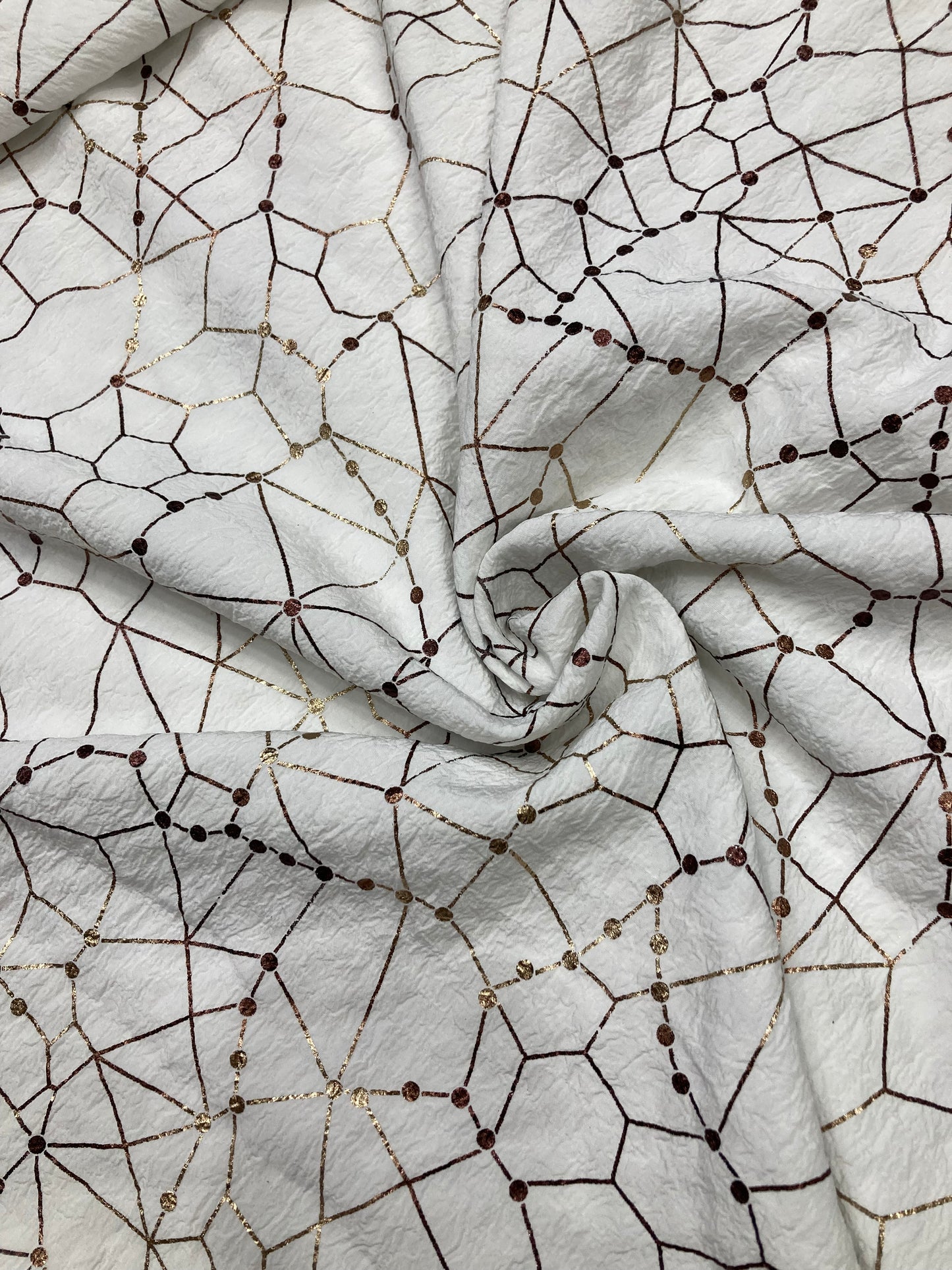 crumbled lycra foil printed fabric