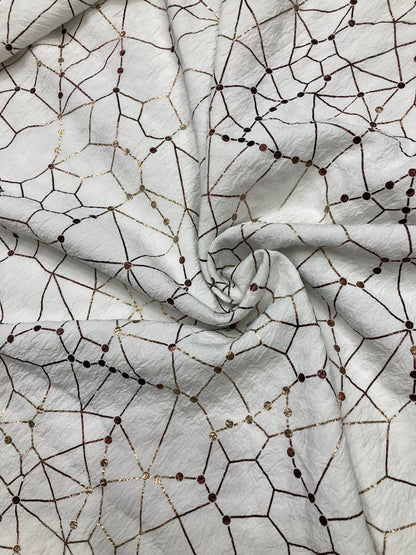 crumbled lycra foil printed fabric
