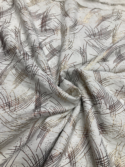 crumbled lycra foil printed fabric