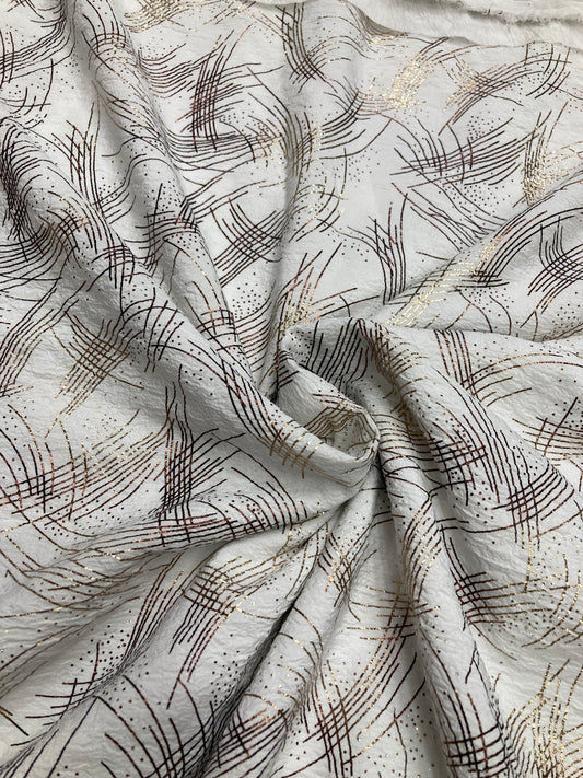 crumbled lycra foil printed fabric