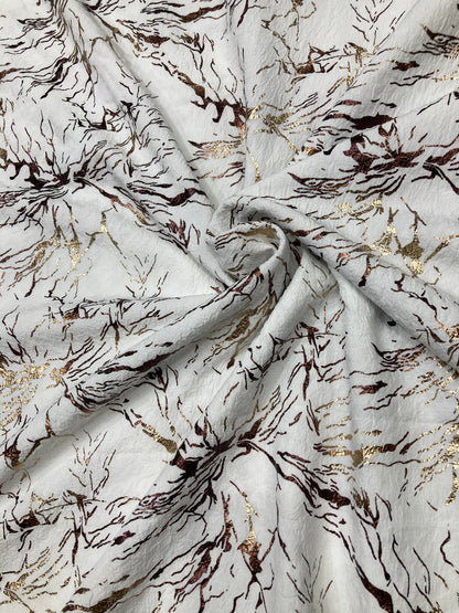 crumbled lycra foil printed fabric
