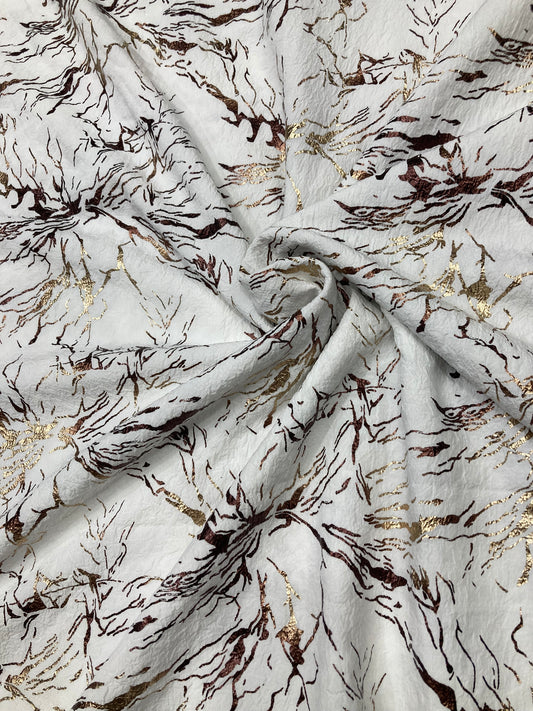 crumbled lycra foil printed fabric