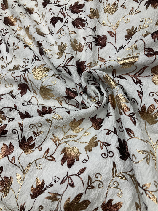 crumbled lycra foil printed fabric