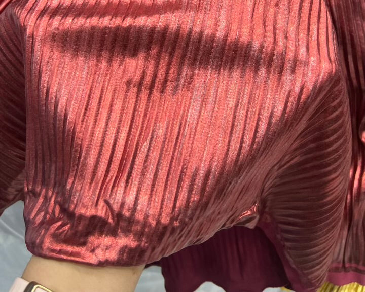 Leather foil pleats fabric