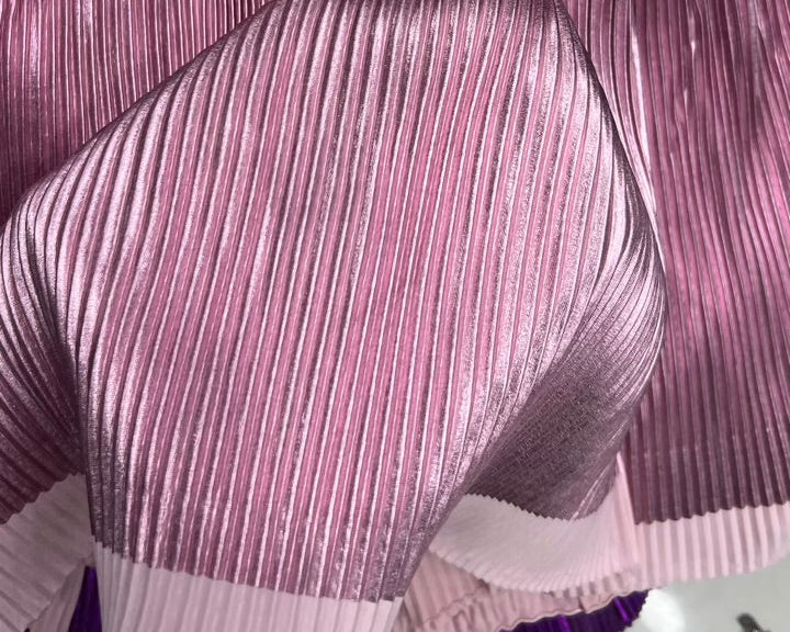 Leather foil pleats fabric