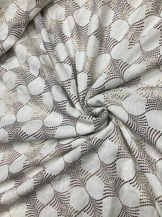 crumbled lycra foil printed fabric