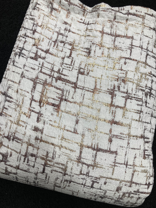 crumbled lycra foil printed fabric
