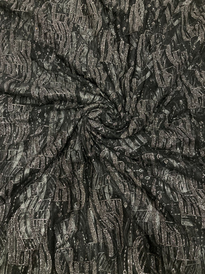 Beads work net printed fabric