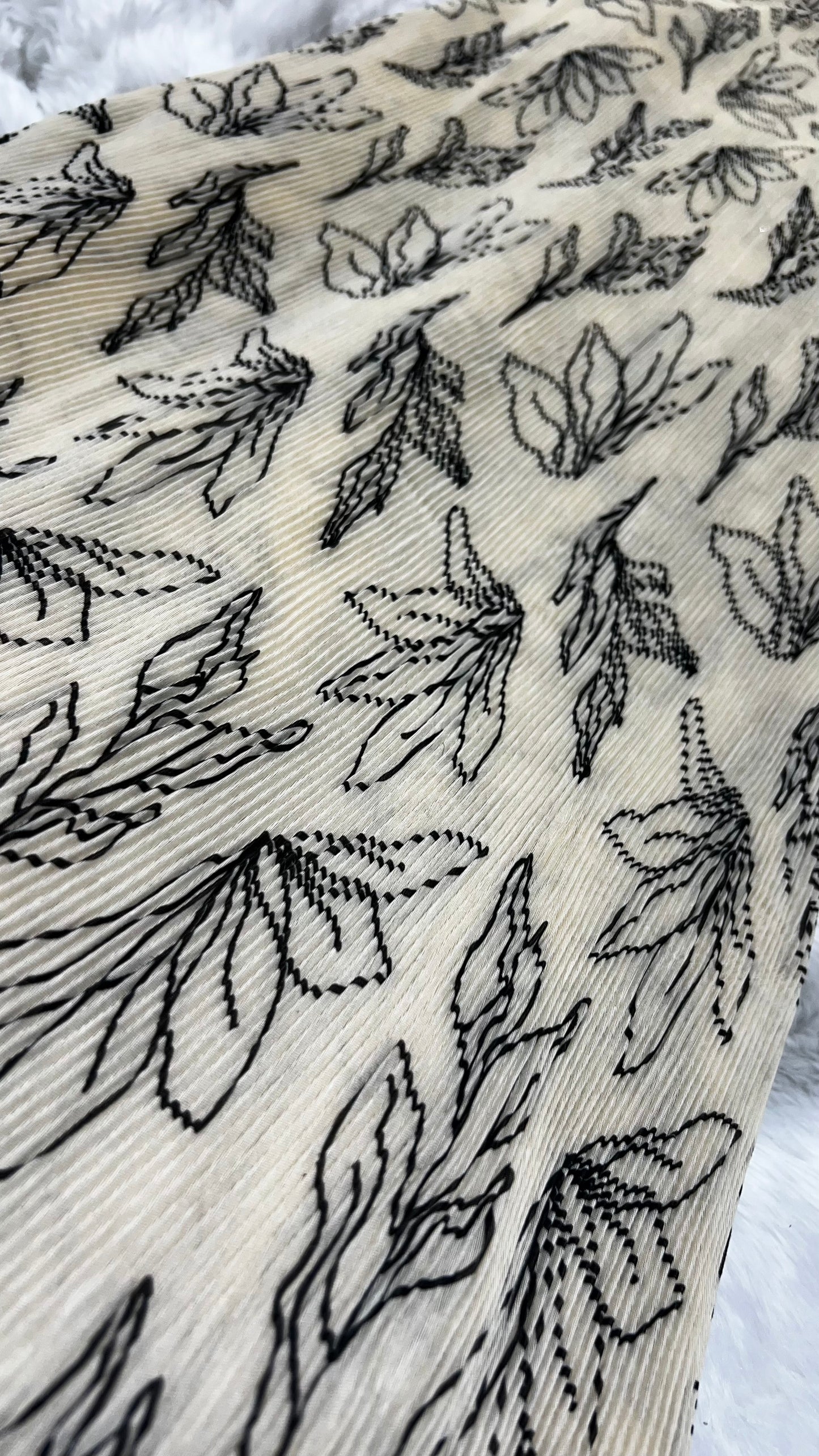 Chanderi Printed pleated fabric