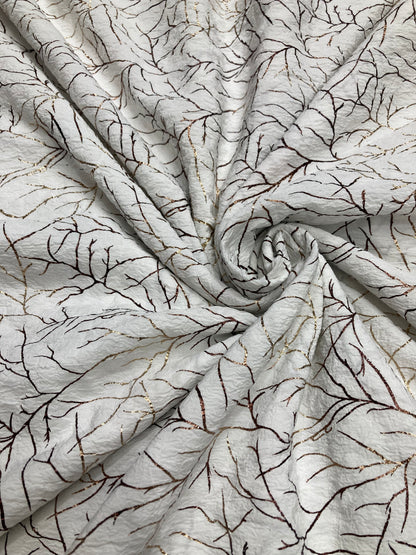 crumbled lycra foil printed fabric