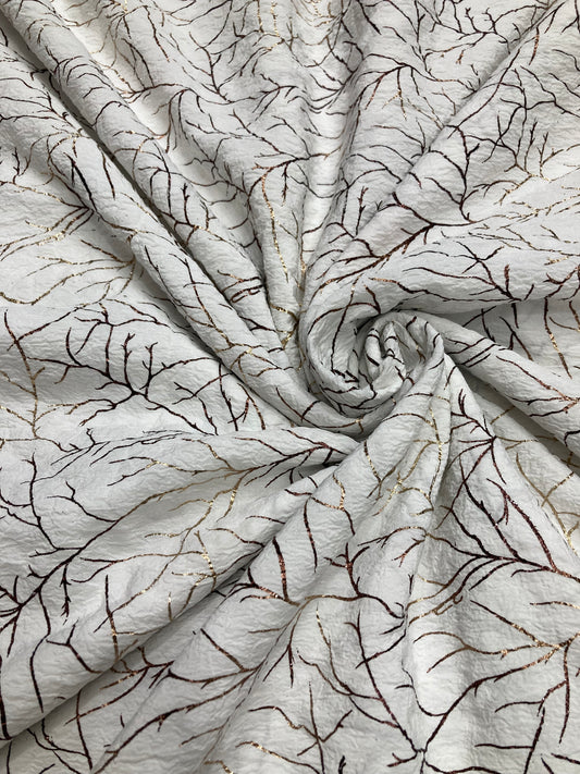 crumbled lycra foil printed fabric