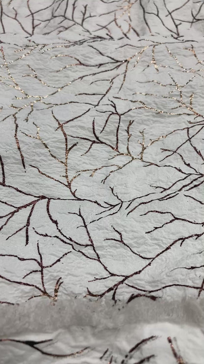 crumbled lycra foil printed fabric