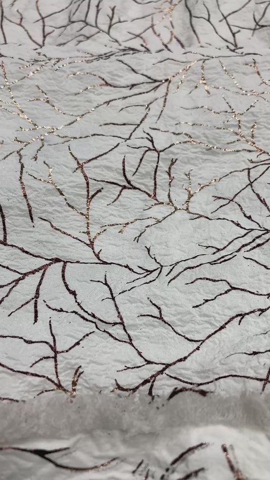 crumbled lycra foil printed fabric